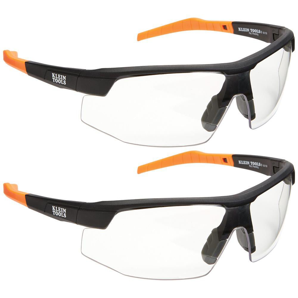 Klein Tools 60171 Safety Glasses; Glasses Style: Clear ; Lens Coating: Anti - Fog; Scratch - Resistant ; Frame Style: Half - Framed ; Frame Design: Traditional ; Lens Color: Clear ; Frame Color: Black; Orange - Lighting Supply Guy