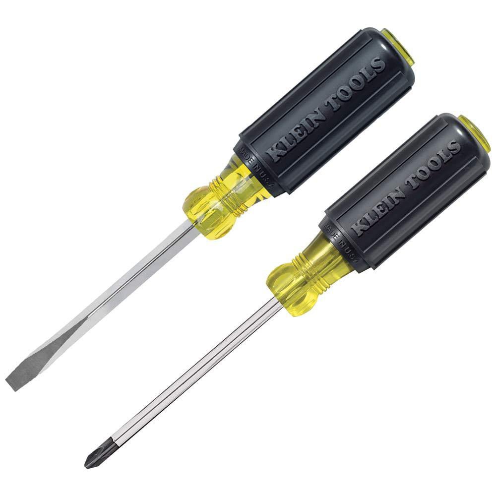 Klein Tools 85442 Screwdriver Sets; Screwdriver Types Included: Keystone; Phillips ; Number Of Pieces: 2 ; Features: Tip - Ident®; Cushion - Grip ; Includes: 1/4 - Inch Keystone Tip and 2 Phillips Tip Screwdrivers - Lighting Supply Guy