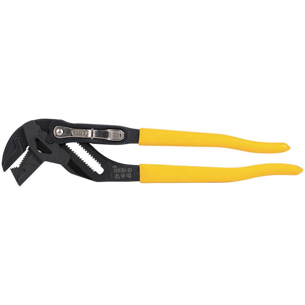 Klein Tools D53010 Tongue & Groove Pliers; Type: Plier Wrench ; Jaw Style: V - Jaw ; Overall Length Range: 10.0000 in & Larger ; Side Cutter: No ; Handle Type: Dipped ; Jaw Length (Decimal Inch): 1.0000 - Lighting Supply Guy