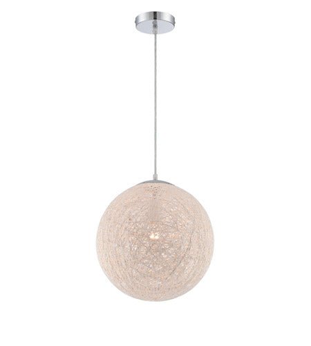 Kumi LS - 19520 Chrome Kumi 1 Light Pendant with Weaved Paper Shade - Lighting Supply Guy