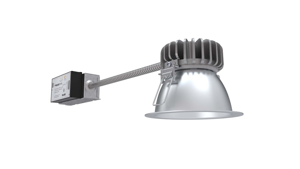 Lithonia LBR4 ALO1 SWW1 AR LSS MWD MVOTL UGZ QDS 4" Open LED Retrofit/Remodel Downlight,  500/750/1000 lumens, Switchable CCT 30/35/40/50K, Clear Reflector, Semi-specular, Medium Wide Flood, 120-277 volt, Universal Dimming, Quick Disconnect Plugs
