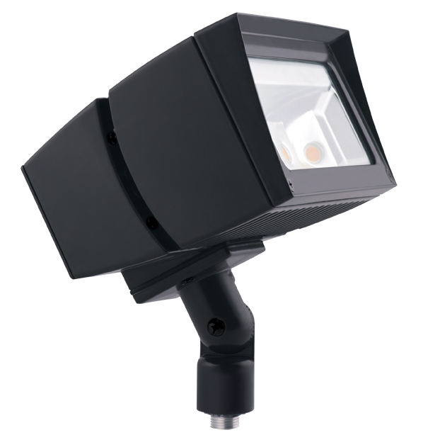 Rab FFLED52SF  52 watt LED Floodlight Fixture to replace 175W MH, 11" x 7-1/2" x 12.5" tall, Slipfitter Mount, 5000K, 6935 lumens, 100,000hr life, 120-277 volt, Bronze Finish. *Discontinued*