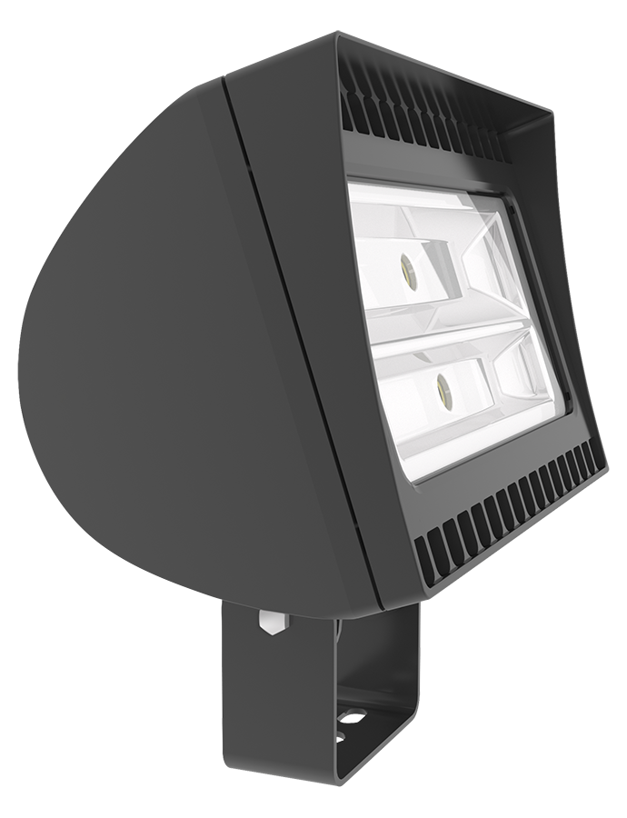 Rab FXLED150TY  150 watt LED Floodlight Fixture to replace 400W MH, 14" x 9" x 9" tall, Trunnion Mount, 5000K, 20639 lumens, 100,000hr life, 120-277 volt, Dark Bronze Finish