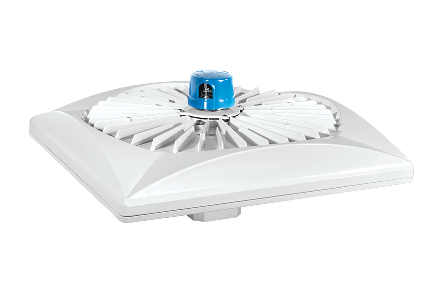 Rab ALED5S150NW/D10/PCT 150 watt LED Area Light, Type V Square Distribution, 4000K, 17420 lumens, 100,000hr life, 120-277 volt, Twistlock Photocell, White Finish