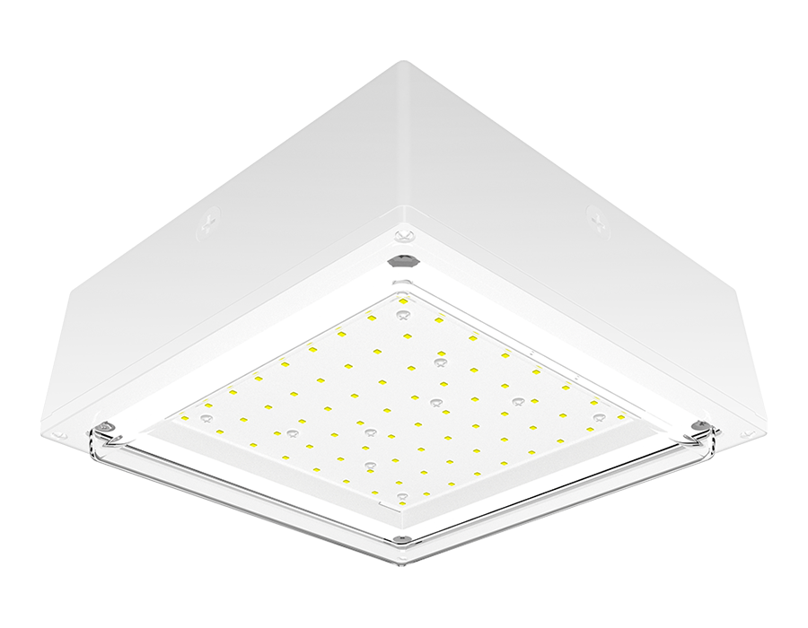 Rab VANLED20W  20 watt LED Canopy Fixture, Vandal-Resistant Drop lens, 5000K, 2740 lumens, 100,000hr life, 120-277 volt, White Finish