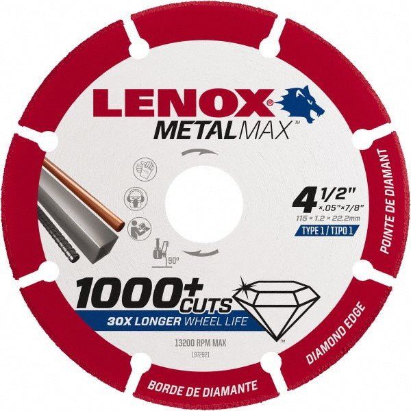 Lenox 1972921 Cut - Off Wheel: Type 1 (01/41), 4 - 1/2" Dia, Diamond - Lighting Supply Guy
