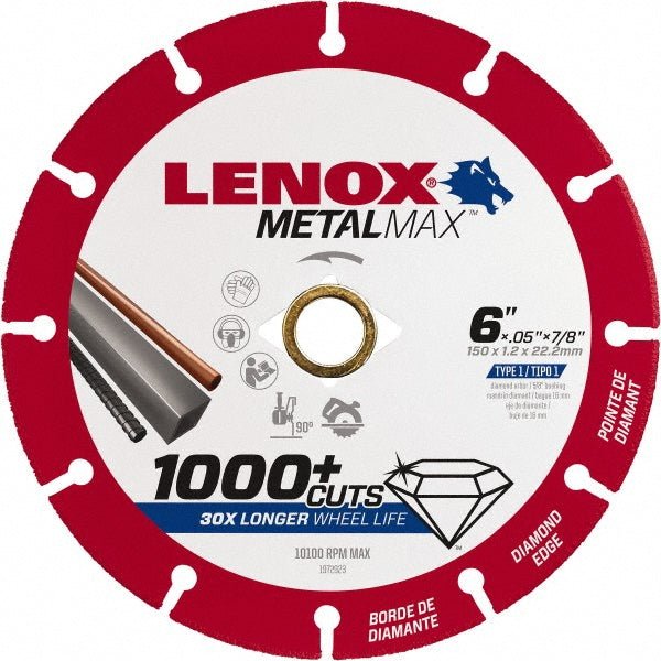 Lenox 1972923 Cut - Off Wheel: Type 1 (01/41), 6" Dia, Diamond - Lighting Supply Guy