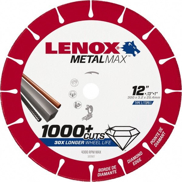 Lenox 1972927 Cut - Off Wheel: Type 1 (01/41), 12" Dia, Diamond - Lighting Supply Guy
