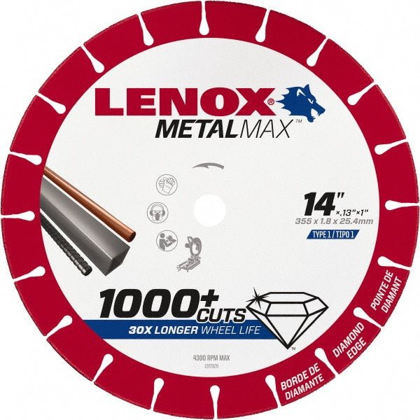 Lenox 1972929 Cut - Off Wheel: Type 1 (01/41), 14" Dia, Diamond - Lighting Supply Guy