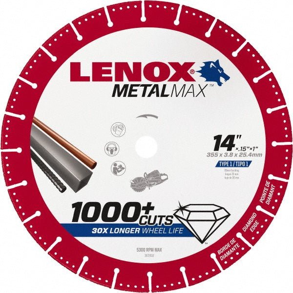 Lenox 1972932 Cut - Off Wheel: Type 1 (01/41), 14" Dia, Diamond - Lighting Supply Guy