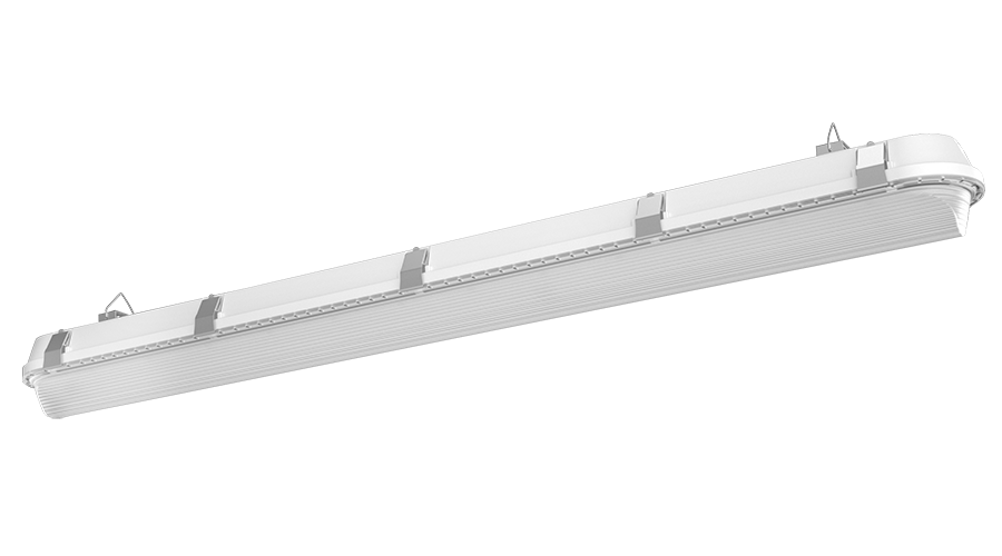 Rab SHARK4-36NW/D10  36 watt LED Impact-Resistant Linear Washdown Fixture, 48" length, 4000K, 4134 lumens, 100,000hr life, 120-277 volt, 0-10V Dimming, White Finish