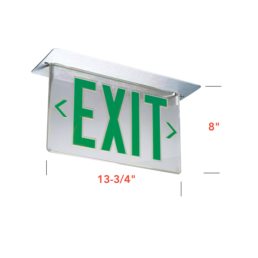 Lithonia LRP-W-1-GC-120/277  Single-Face Green Edge-Lit Exit Sign, White Housing, No Battery Backup