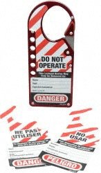 Master Lock 427 Lockout Hasp: Snap - On Hasp, Double Jaw, 5 Padlocks - Lighting Supply Guy