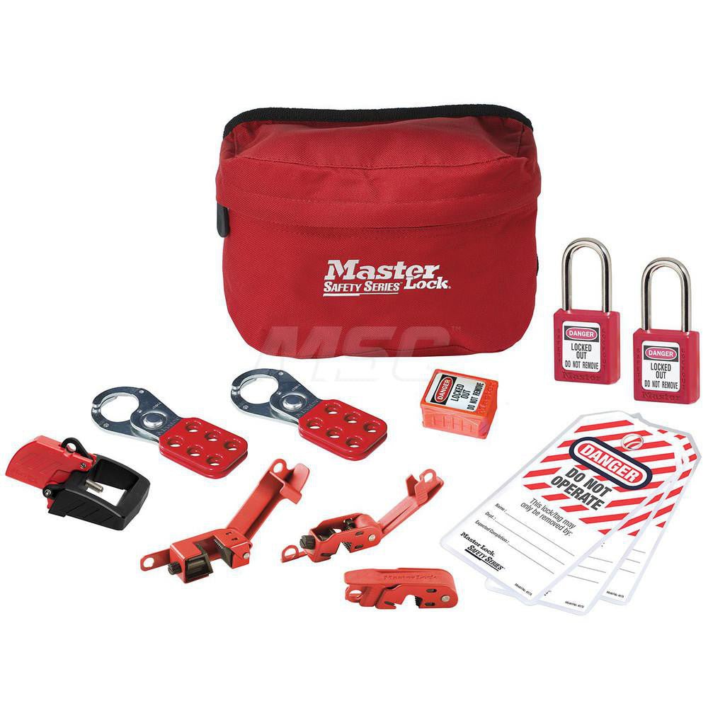 Master Lock S1010E410KA Portable Lockout Kits; Type: Electrical Lockout Kit; Container Type: Pouch; Number of Pieces Included: 9; Number of Padlocks Included: 2; Key Type: Keyed Alike - Lighting Supply Guy
