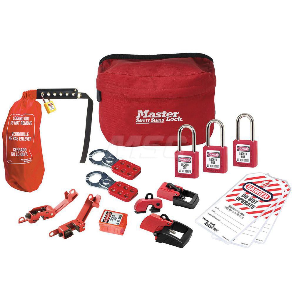 Master Lock S1010E410KAPRE Portable Lockout Kits; Type: Electrical Lockout Kit; Container Type: Pouch; Number of Padlocks Included: 3; Key Type: Keyed Alike - Lighting Supply Guy
