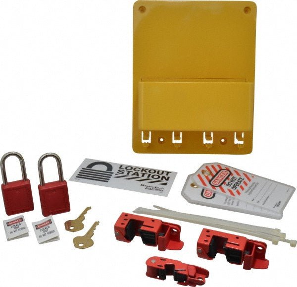 Master Lock S1720E410 Electrical Lockout Station: Equipped, 2 Max Locks, Polycarbonate Station - Lighting Supply Guy