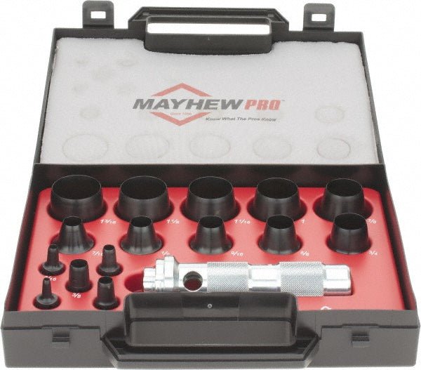 Mayhew 66000 Hollow Punch Set: 16 Pc, 0.125 to 1.1875" - Lighting Supply Guy