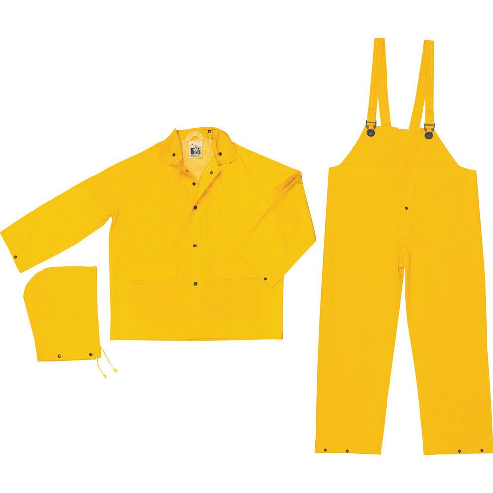 MCR Safety FR2003L Rain Suit with Bib Overalls: Size Large, Non - Hazardous Protection, Yellow, Polyester & PVC - Lighting Supply Guy