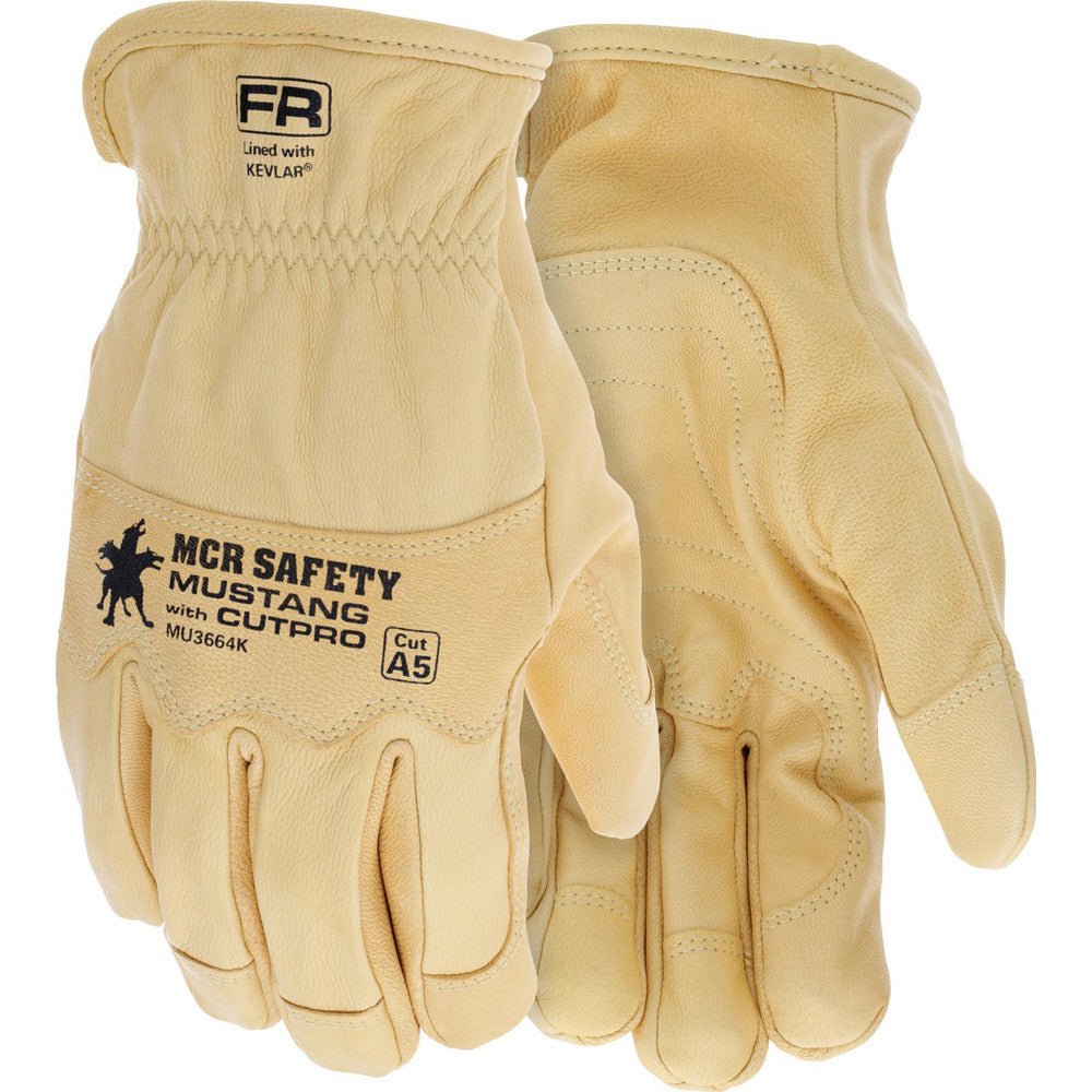MCR Safety MU3664KL Lined Drivers Gloves Size Large, Leather, Yellow - Lighting Supply Guy