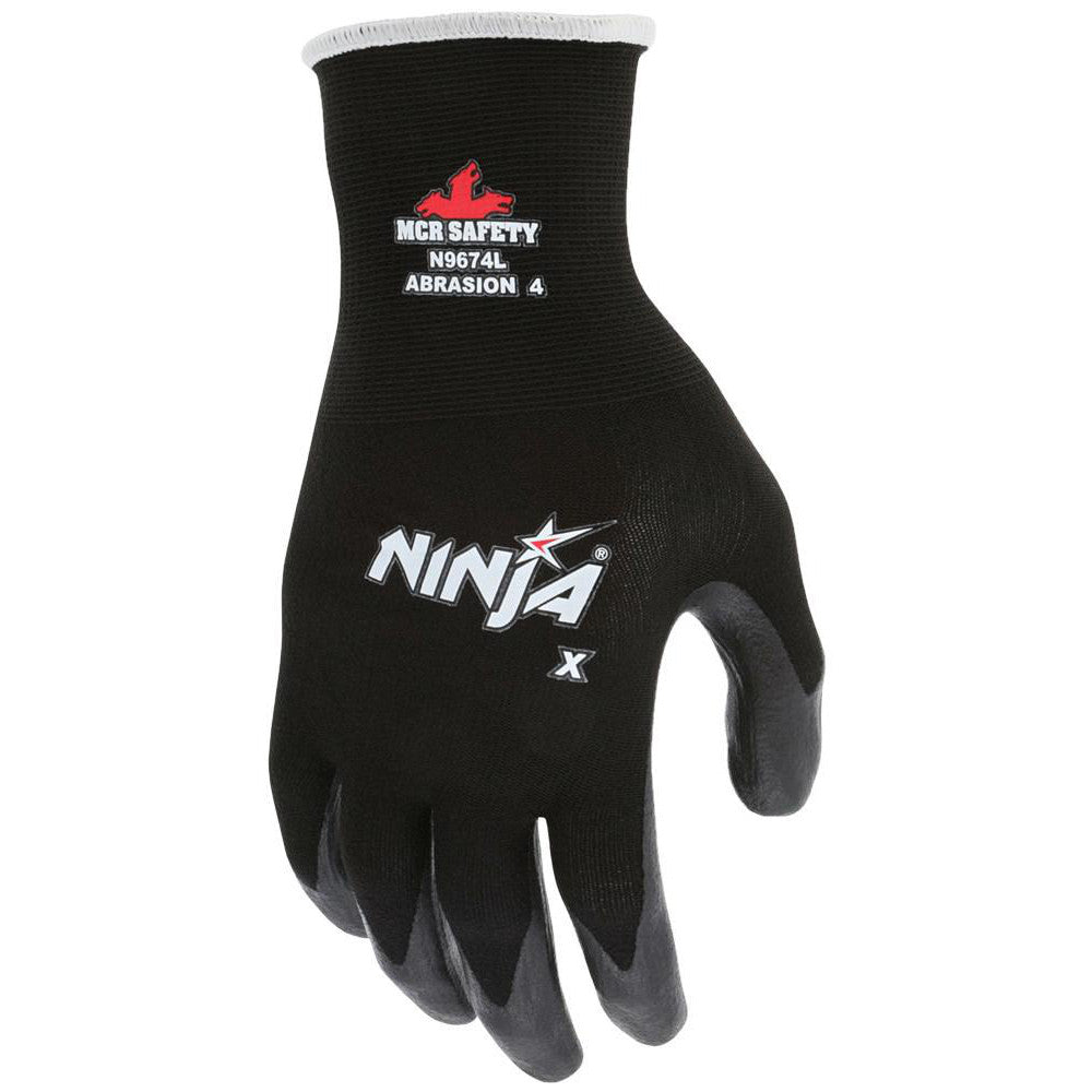MCR Safety N9674L Work Gloves: Ninja®Max N9674, Size Large, Nitrile - Coated Nylon, General Purpose - Lighting Supply Guy