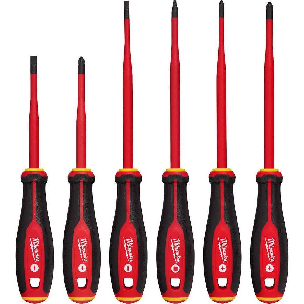 Milwaukee Tool 48 - 22 - 2206 Screwdriver Sets; Screwdriver Types Included: Square; Cabinet; Phillips ; Container Type: None ; Tether Style: Tether Capable ; Finish: Matte ; Number Of Pieces: 6 ; Insulated: Yes - Lighting Supply Guy