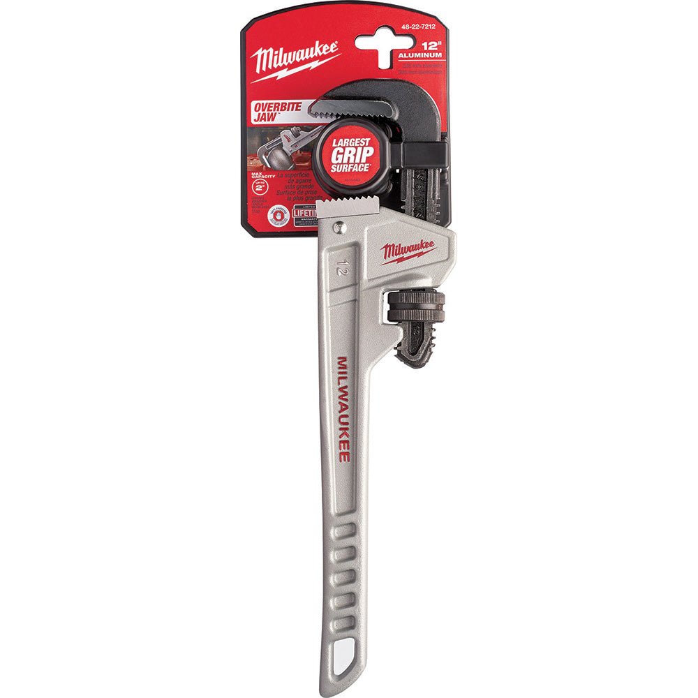 Milwaukee Tool 48 - 22 - 7212 Pipe Pipe Wrench: 2" Max, 12" OAL, Aluminum - Lighting Supply Guy