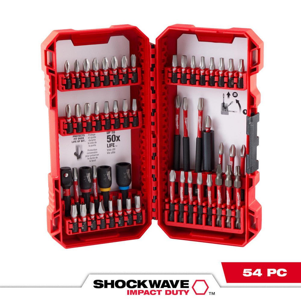 Milwaukee Tool 48 - 32 - 4010 Power & Impact Screwdriver Bit Sets; Bit Type: Hex; Insert; Philips; Slotted; Square; Torx ; Point Type: Phillips, Slotted, Torx, Hex; Square ; Drive Size (Inch): 1/8; 3/16; 5/32; 9/64 ; Overall Length (Decimal Inch): 10.3200 - Lighting Supply Guy