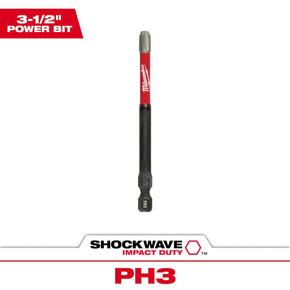Milwaukee Tool 48 - 32 - 4563 Power & Impact Screwdriver Bits & Holders; Bit Type: Philips; Power Bit ; Drive Size (Inch): 1/4 ; Overall Length (Inch): 5 - 3/4 ; Hex Size (Inch): 1/4 ; Magnetic: No ; Phillips Size: 3 - Lighting Supply Guy