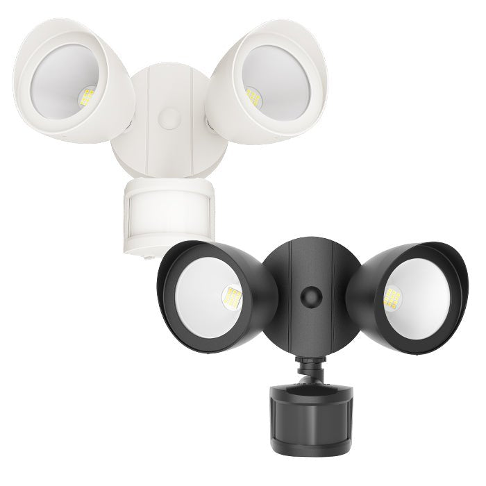 NaturaLED 9692 BFD20/850/BK - SEN 20w LED Double Head Security Flood Light - Lighting Supply Guy