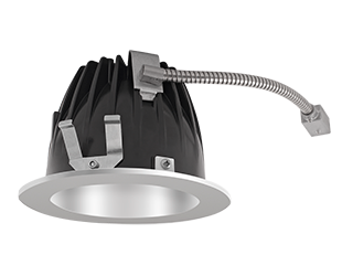 Rab NDLED4RD-50YHC-M-S 4" Round Downlight, 3000K, 92CRI, Matte Silver Cone, Silver Trim