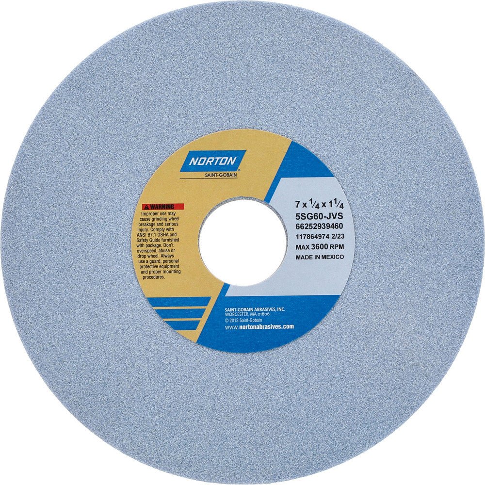 Norton 66252939460 Surface Grinding Wheel: 7" Dia, 1/4" Thick, 1 - 1/4" Hole, 60 Grit, J Hardness - Lighting Supply Guy
