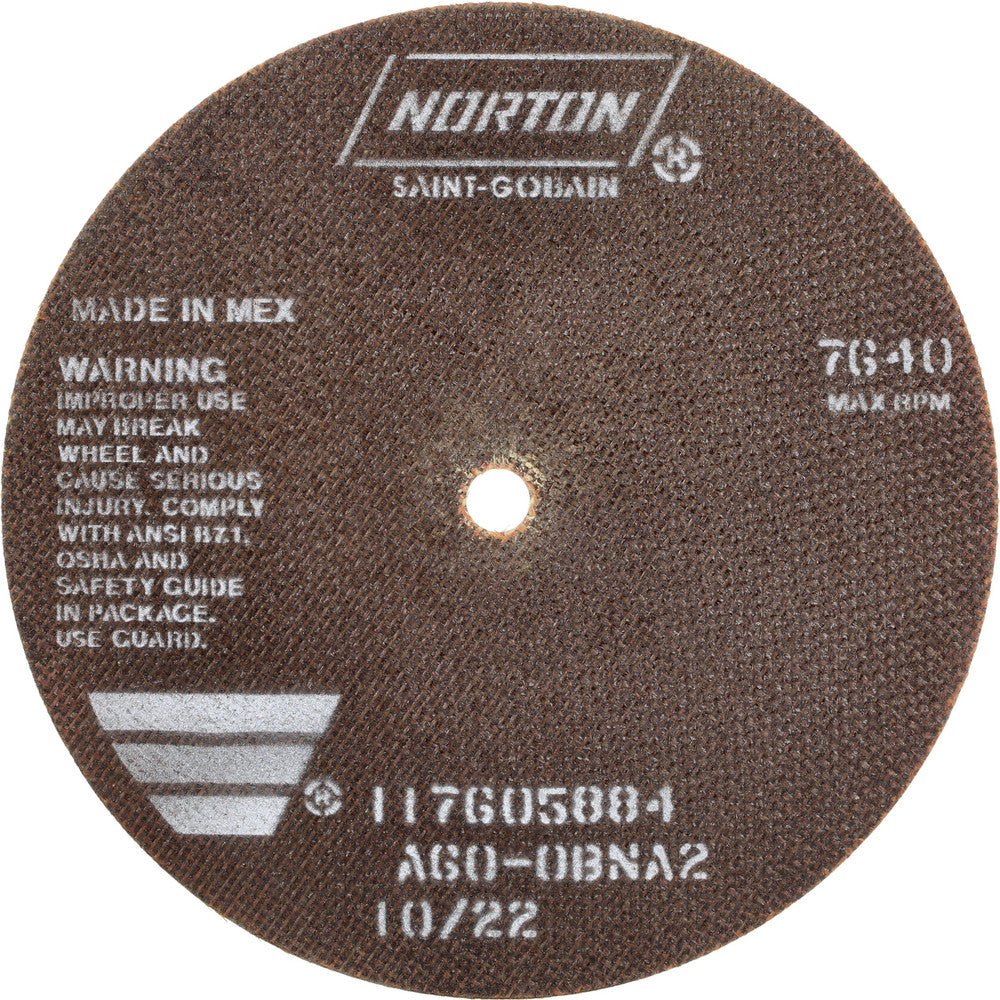 Norton 66253043009 Cutoff Wheel: 8" Dia, 0.06" Thick, 1/2" Hole, Aluminum Oxide - Lighting Supply Guy