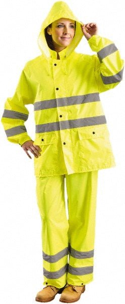 OccuNomix LUX - TRJKT - YL Rain Jacket: Size L, ANSI/ISEA 107 - 2015, Yellow, Polyester & Polyurethane - Lighting Supply Guy