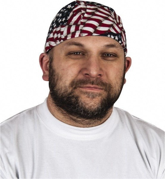 OccuNomix TN6 - WAV Tie Hat: Size Universal, Blue, Red & White, Elastic Fit & Terry Sweatband - Lighting Supply Guy
