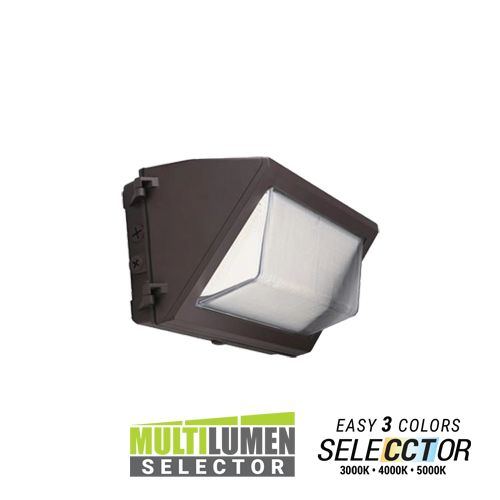 Elite Lighting OWP-NC-101-LED-3000L/4000L/6000L/7000L/8000L-DIM10-MVOLT-30K/40K/50K-BZ 30/40/50/60w LED Mulit Lumen and Multi CCT Wall Pack, 10.8"w x 8.3"h, 7.7" ext, 30/40/50K, 4100-8097 lumens, 50,000hr life, 120-277 volt, Bronze FInish, 0-10v Dimmmable