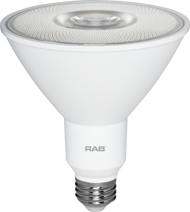 Rab PAR38-12-950-25D-DIM 12 watt PAR38 LED Flood Lamp, Medium (E26) Base, 5000K, 950 lumens, 25º beam angle, 40,000hr life, 120 Volt, Dimming