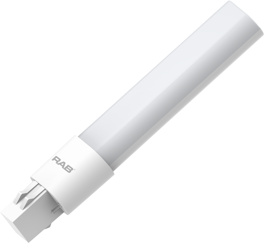 Rab PLS-5.5-H-840-HYB 5 watt LED Horizontal Plug-and-Play Lamp to replace 13W CFL, 2-Pin (GX23) base, 4000K, 500 lumens, 50,000hr life, Non-Dimmable, Hybrid Installation for use w/ or w/out ballast