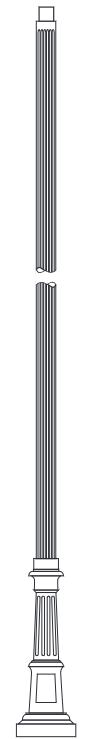 PL&S DBDM-4F-14-BK 14' x 4" Decorative Fluted Pole, 8" BDC, Black Finish - Lighting Supply Guy