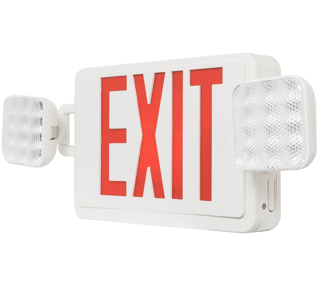 Westgate XT-CL-RW-EM Two-Lamp LED Red Lettering Exit/Emergency Light Battery Backup Combo Fixture, 120/277 volt