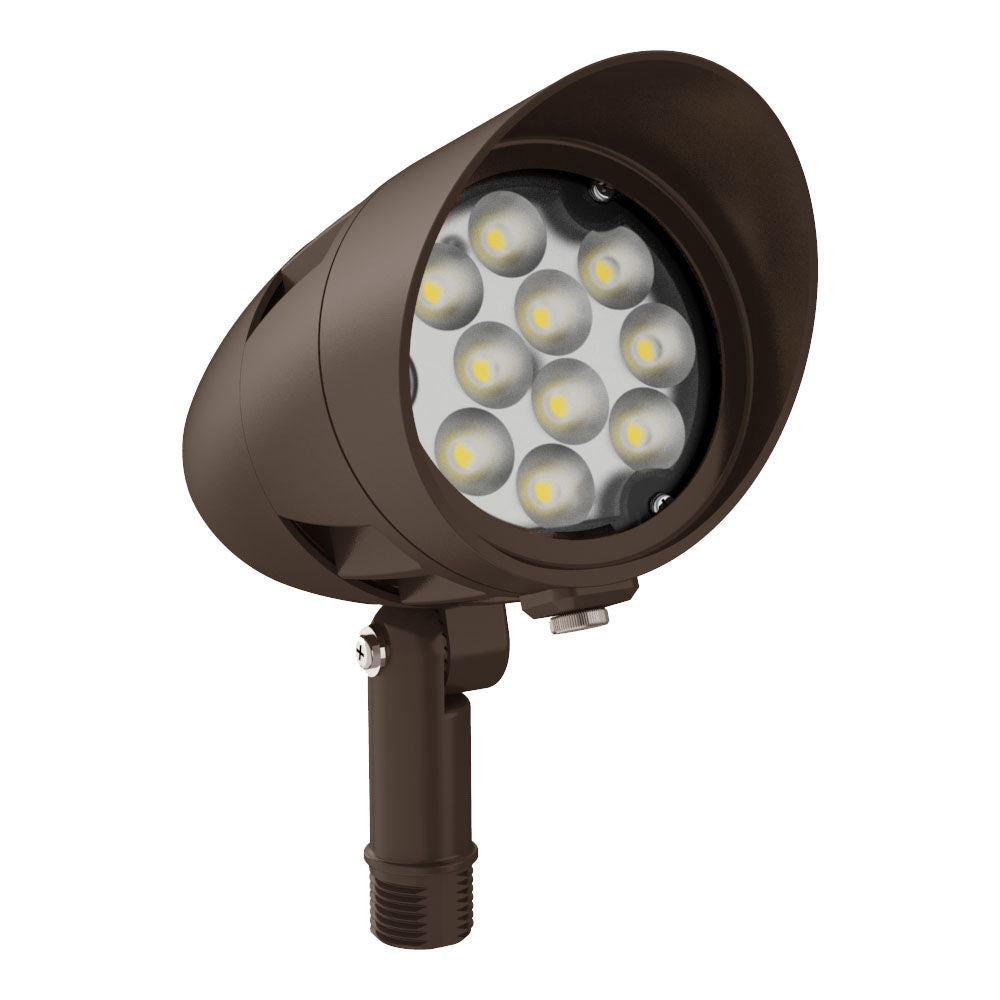 Westgate FLDX-SM-15W-30K-BR 15 watt LED Small Floodlight Fixture, 3000K, 1800 lumens, 50,000hr life, 120-277 Volt, Dimming, 1/2" Threaded Knuckle Mount, Bronze Finish