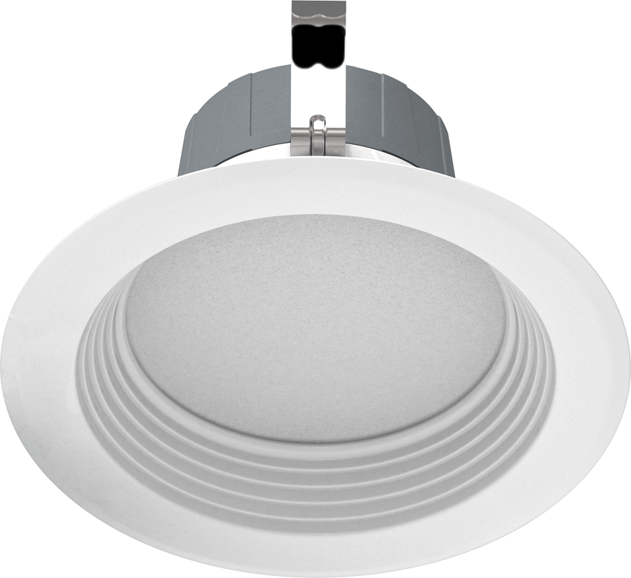 Rab R4R8930120WB  8 watt LED Recessed Downlight Retrofit Fixture to replace 65W Inc., 5" diameter, Baffle trim, Medium (E26) base socket adapter, 3000K, 748 lumens, 50,000hr life, 120 volt, White Finish