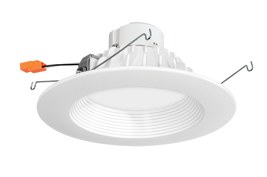 Rab DLED6R9YN  9 watt LED Round Downlight Retrofit Fixture, 6" diameter, Frosted Acrylic lens, Medium (E26) base socket adapter, 3500K, 786 lumens, 50,000hr life, 120 volt, White Finish