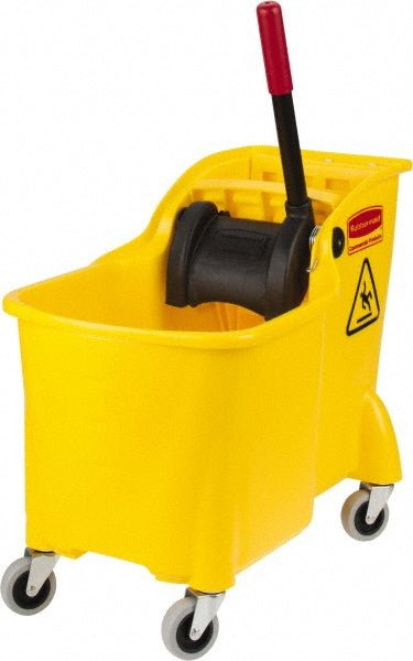 Rubbermaid FG738000YEL 31 Qt Tandem Mop Bucket & Wringer Combo on Wheels, Yellow - Lighting Supply Guy