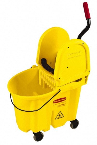 Rubbermaid FG757788YEL WaveBrake 35 Qt Down - Press Mop Bucket & Wringer Combo on Wheels, Yellow - Lighting Supply Guy