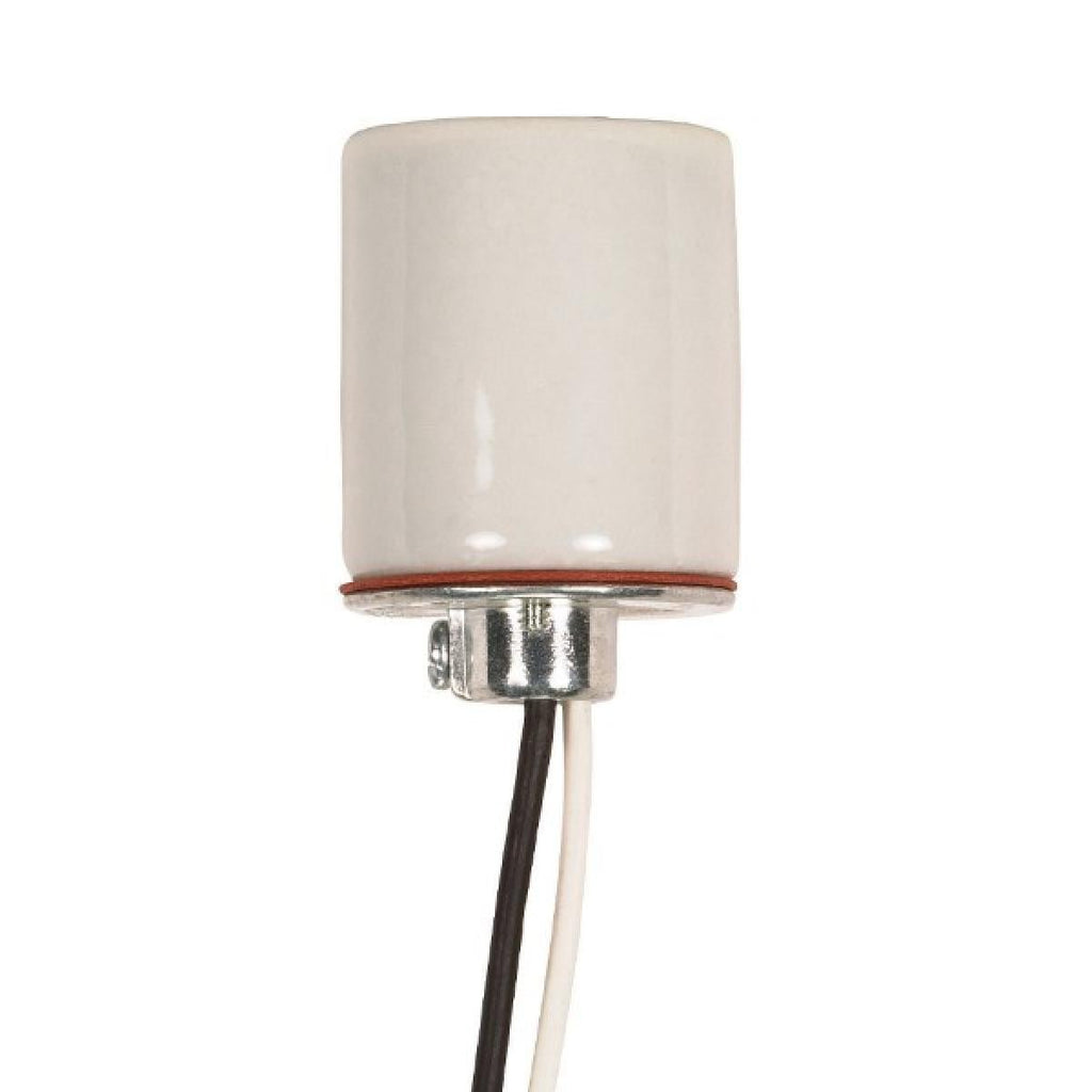 Satco 80 - 1316 Medium Base Porcelian Socket with 1/8" IPS Cap, 36" Leads, 660w /250V Max - Lighting Supply Guy
