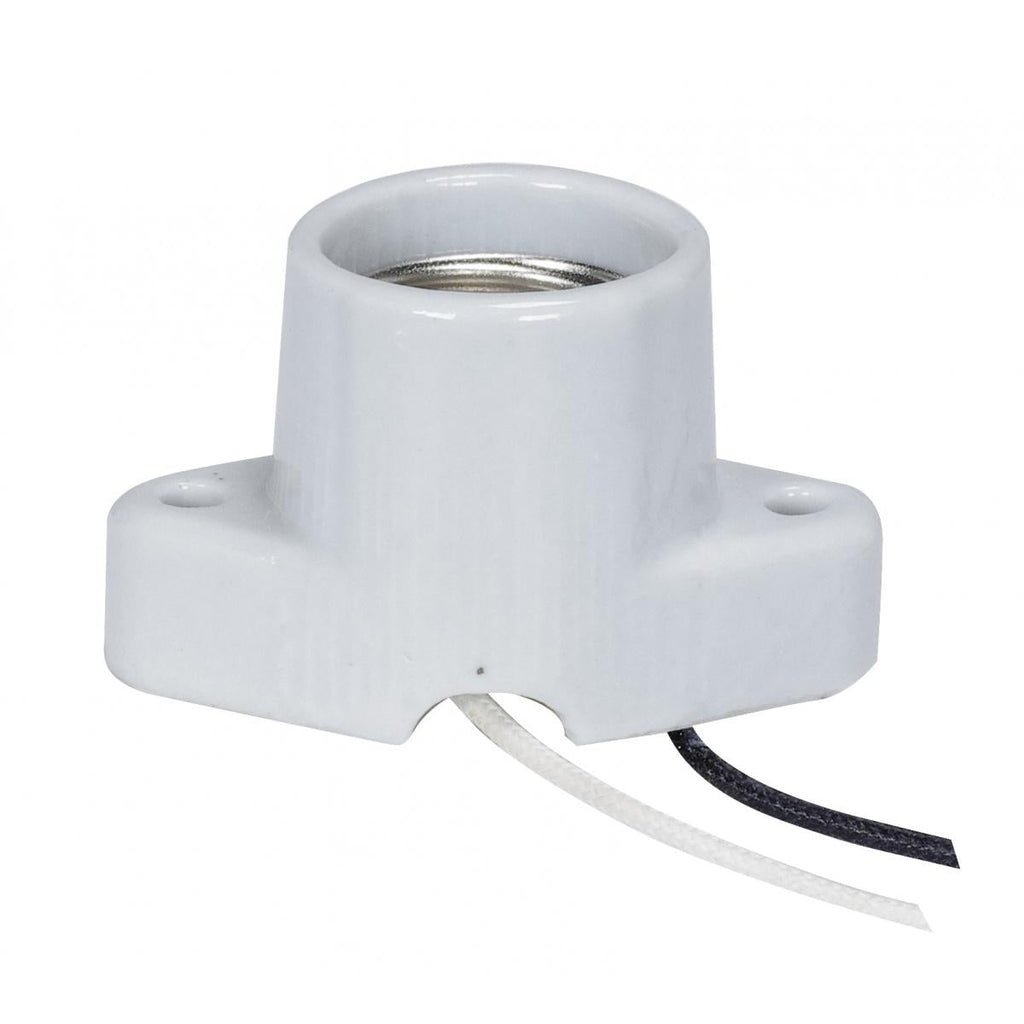 Satco 80 - 2239 Recessed Medium (E26) base Porcelain HID Socket w/ leads - Lighting Supply Guy