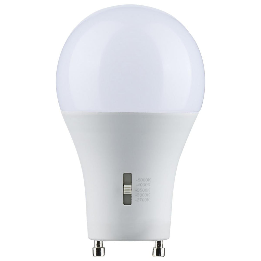 Satco S11796 14A19/LED/5CCT/GU24/120V, 14 Watt A19 LED, Bi Pin GU24 Base, CCT Selectable, 120 Volt, White Finish - Lighting Supply Guy