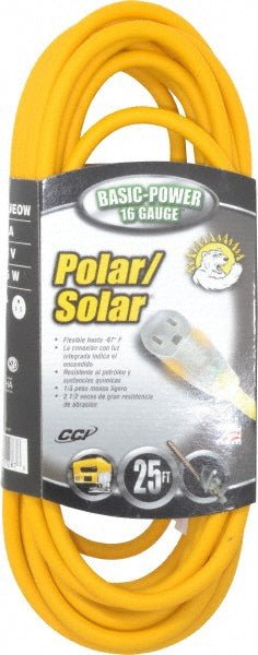Southwire 1287SW0002 25', 16/3 Gauge/Conductors, Yellow Outdoor Extension Cord - Lighting Supply Guy
