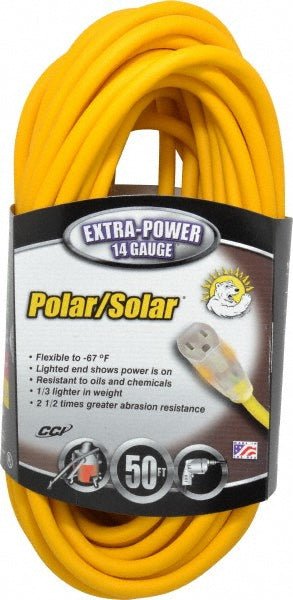 Southwire 1488SW0002 50', 14/3 Gauge/Conductors, Yellow Outdoor Extension Cord - Lighting Supply Guy