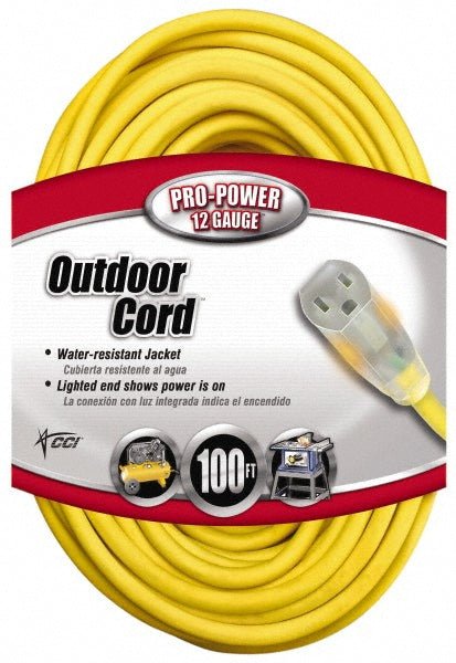 Southwire 2589SW0002 100', 12/3 Gauge/Conductors, Yellow Indoor & Outdoor Extension Cord - Lighting Supply Guy